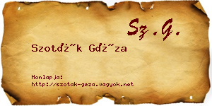 Szoták Géza névjegykártya